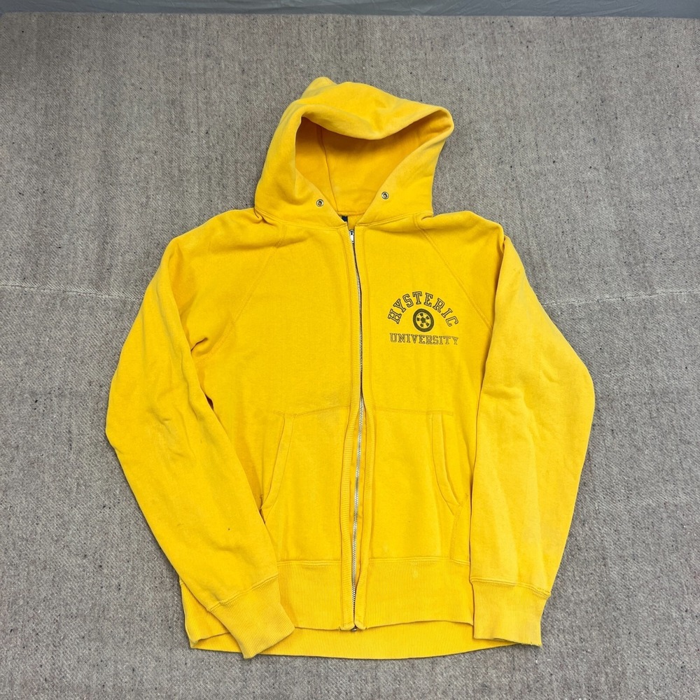 Hysteric Glamour University‎ Zip Up Hoodie Mens Medium Yellow 2000s